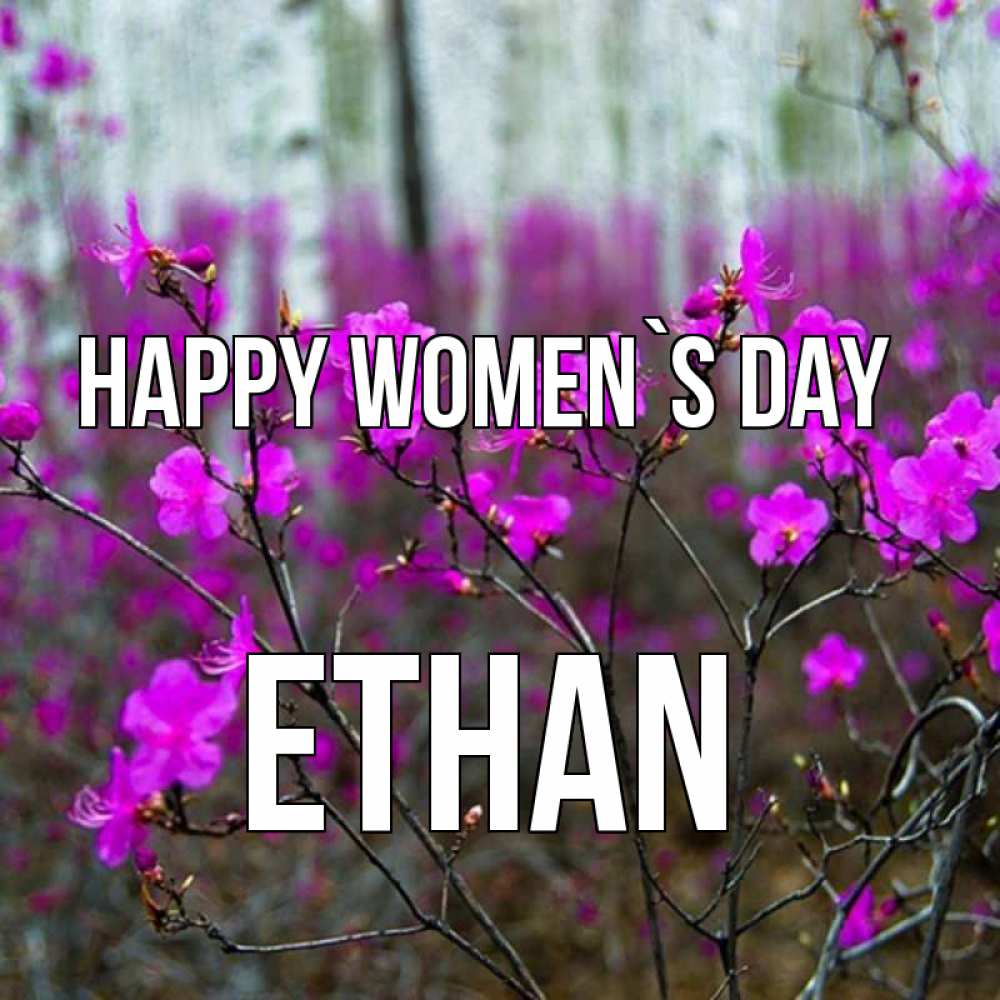 Greetings card с именем, Ethan happy women`s day дикие цветы Greetings with text for free download 